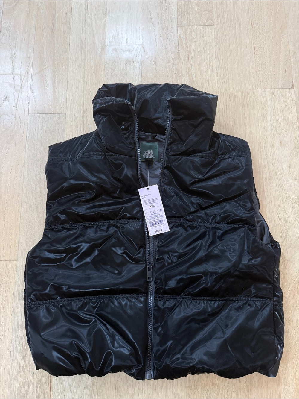 wild fable Black Quilted Puffer Vest with High Neck